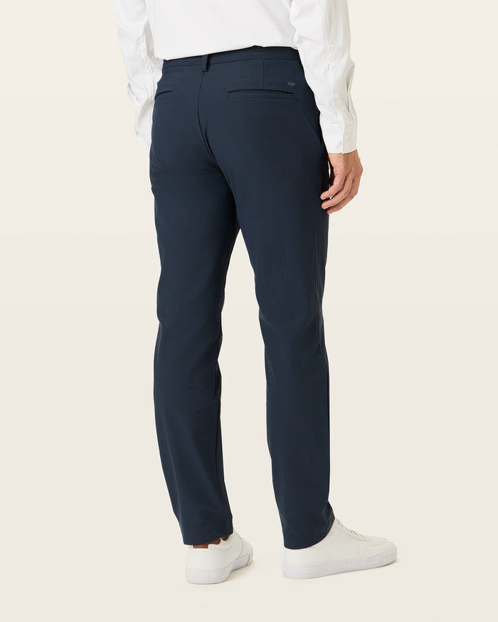 Front view of model wearing Navy Blazer Go Chino, Slim Fit with Airweave.
