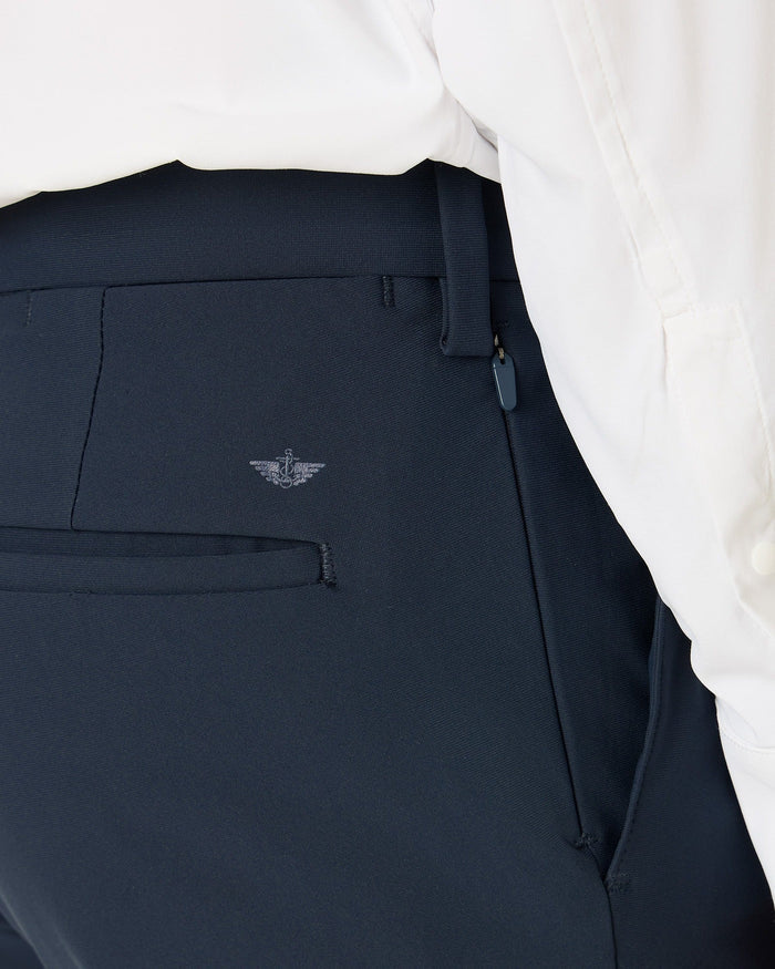 View of model wearing Navy Blazer Go Chino, Slim Fit with Airweave.