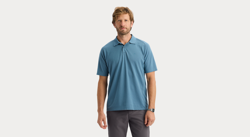 View of model wearing Bluestone Go Polo, Regular Fit.