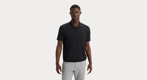 View of model wearing Beautiful Black Go Polo, Regular Fit.