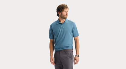View of model wearing Bluestone Go Polo, Regular Fit.
