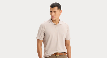View of model wearing Ashes of Roses Go Polo, Regular Fit.