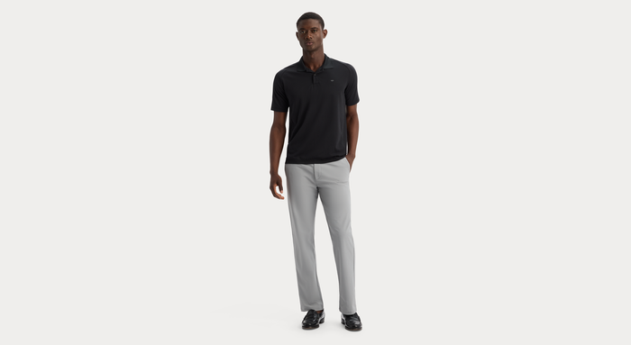 View of model wearing Beautiful Black Go Polo, Regular Fit.