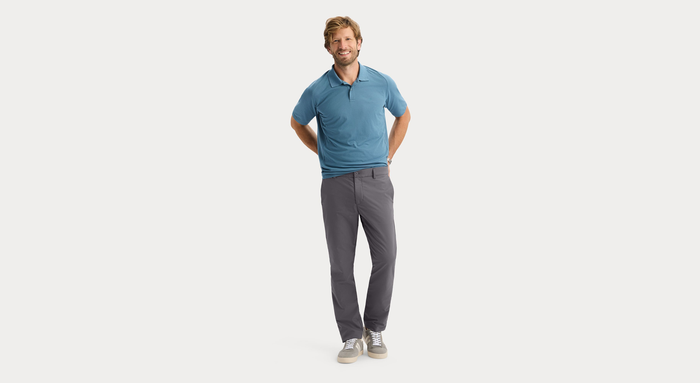 View of model wearing Boulevard Go Pro Pant with AceFlex, Slim Fit.