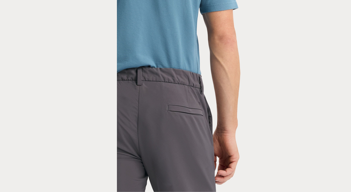 View of model wearing Boulevard Go Pro Pant with AceFlex, Slim Fit.