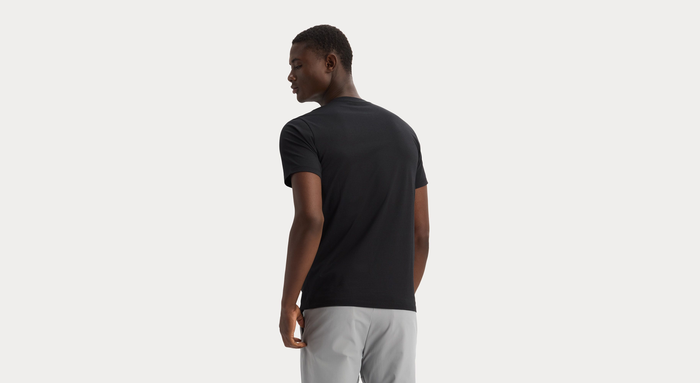 Back view of model wearing Beautiful Black Go Tee, Slim Fit.
