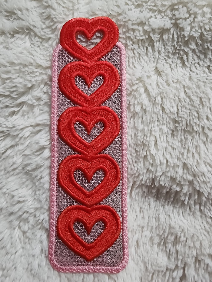 Hearts Embroidered Lace Bookmark