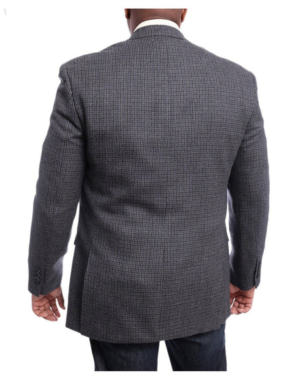 I Uomo BLAZERS I Uomo Classic Fit Charcoal Gray & Blue Houndstooth Two Button Wool Blazer