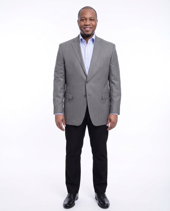 I Uomo Classic Fit Gray Houndstooth Two Button Silk Blend Blazer Sportcoat - The Suit Depot