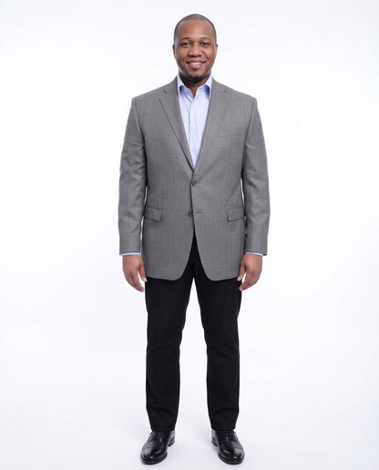 I Uomo Classic Fit Gray Houndstooth Two Button Silk Blend Blazer Sportcoat - The Suit Depot