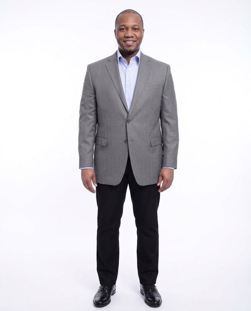 I Uomo Classic Fit Gray Houndstooth Two Button Silk Blend Blazer Sportcoat - The Suit Depot