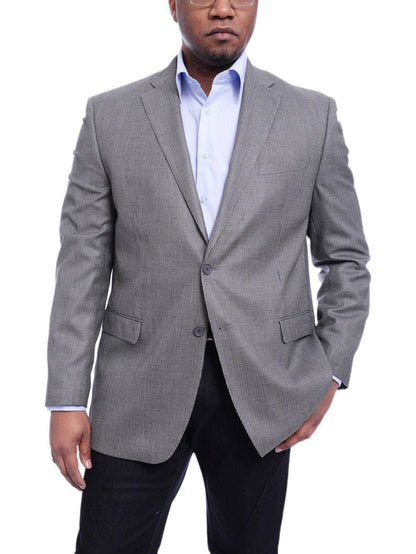 I Uomo Classic Fit Gray Houndstooth Two Button Silk Blend Blazer Sportcoat - The Suit Depot