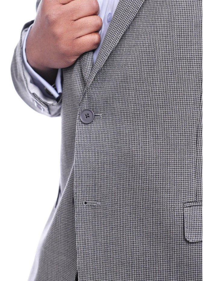 I Uomo Classic Fit Gray Houndstooth Two Button Silk Blend Blazer Sportcoat - The Suit Depot