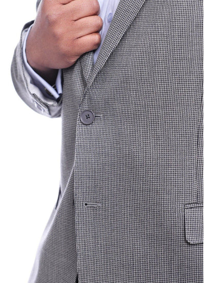 I Uomo Classic Fit Gray Houndstooth Two Button Silk Blend Blazer Sportcoat - The Suit Depot