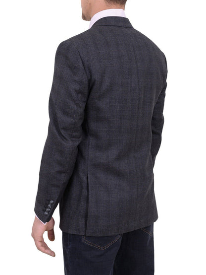 I Uomo BLAZERS I Uomo Classic Fit Gray Plaid Two Button Wool Blazer Sportcoat
