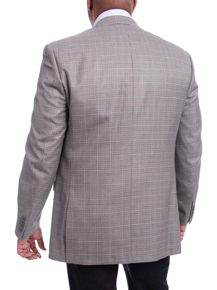 I Uomo BLAZERS I Uomo Gray Houndstooth With Subtle Blue Overcheck Silk Wool Blazer Sportcoat
