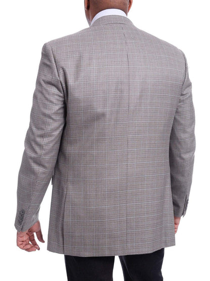 I Uomo BLAZERS I Uomo Gray Houndstooth With Subtle Blue Overcheck Silk Wool Blazer Sportcoat