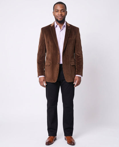 I Uomo Mens Brown Velour 100% Cotton Regular Fit 2 Button Blazer Sport Coat