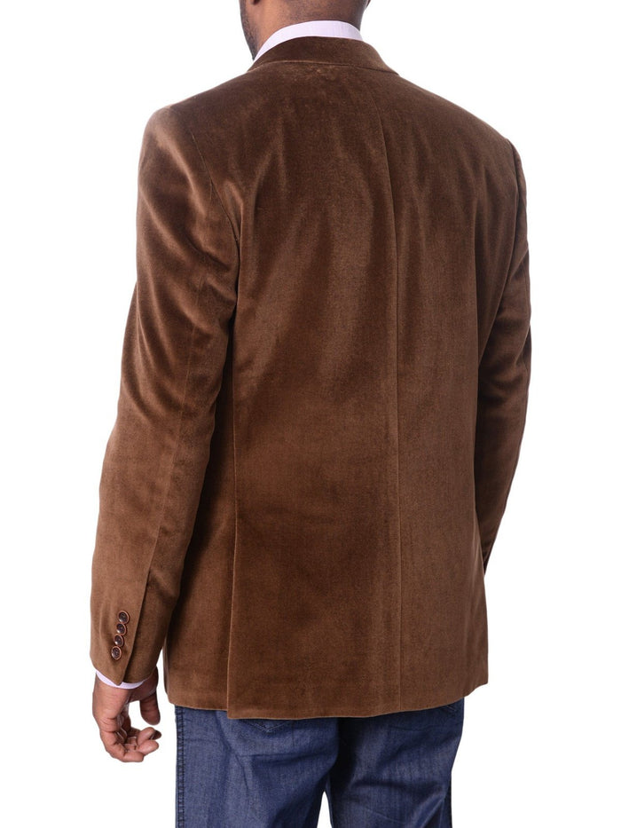 I Uomo BLAZERS I Uomo Mens Brown Velour 100% Cotton Regular Fit 2 Button Blazer Sport Coat