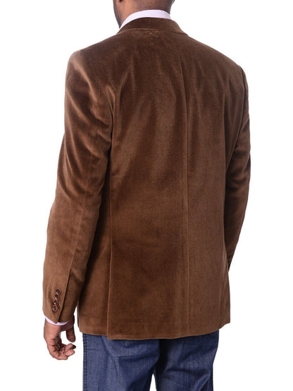 I Uomo BLAZERS I Uomo Mens Brown Velour 100% Cotton Regular Fit 2 Button Blazer Sport Coat