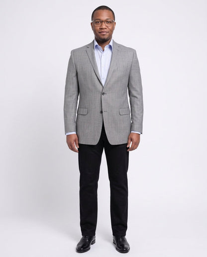 I Uomo Regular Fit Gray Textured Weave Silk Wool Blend Blazer Sportcoat - The Suit Depot