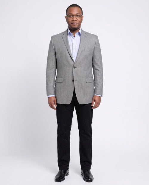 I Uomo Regular Fit Gray Textured Weave Silk Wool Blend Blazer Sportcoat - The Suit Depot