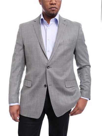 I Uomo BLAZERS I Uomo Regular Fit Gray Textured Weave Silk Wool Blend Blazer Sportcoat