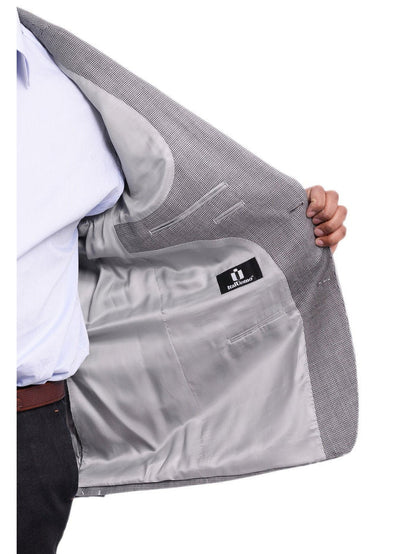 I Uomo BLAZERS I Uomo Regular Fit Gray Textured Weave Silk Wool Blend Blazer Sportcoat