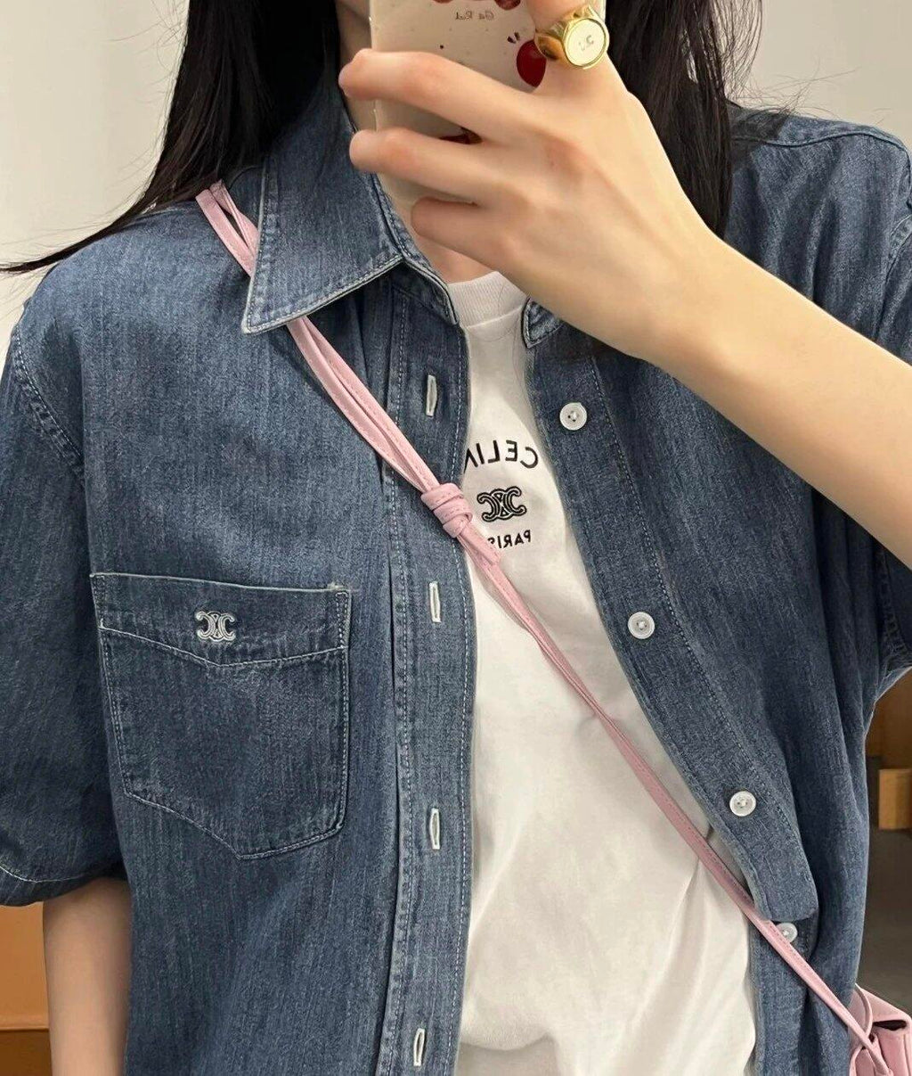 2026 New Ce Embroidered Denim Short-Sleeved Shirt (BB810-A80)