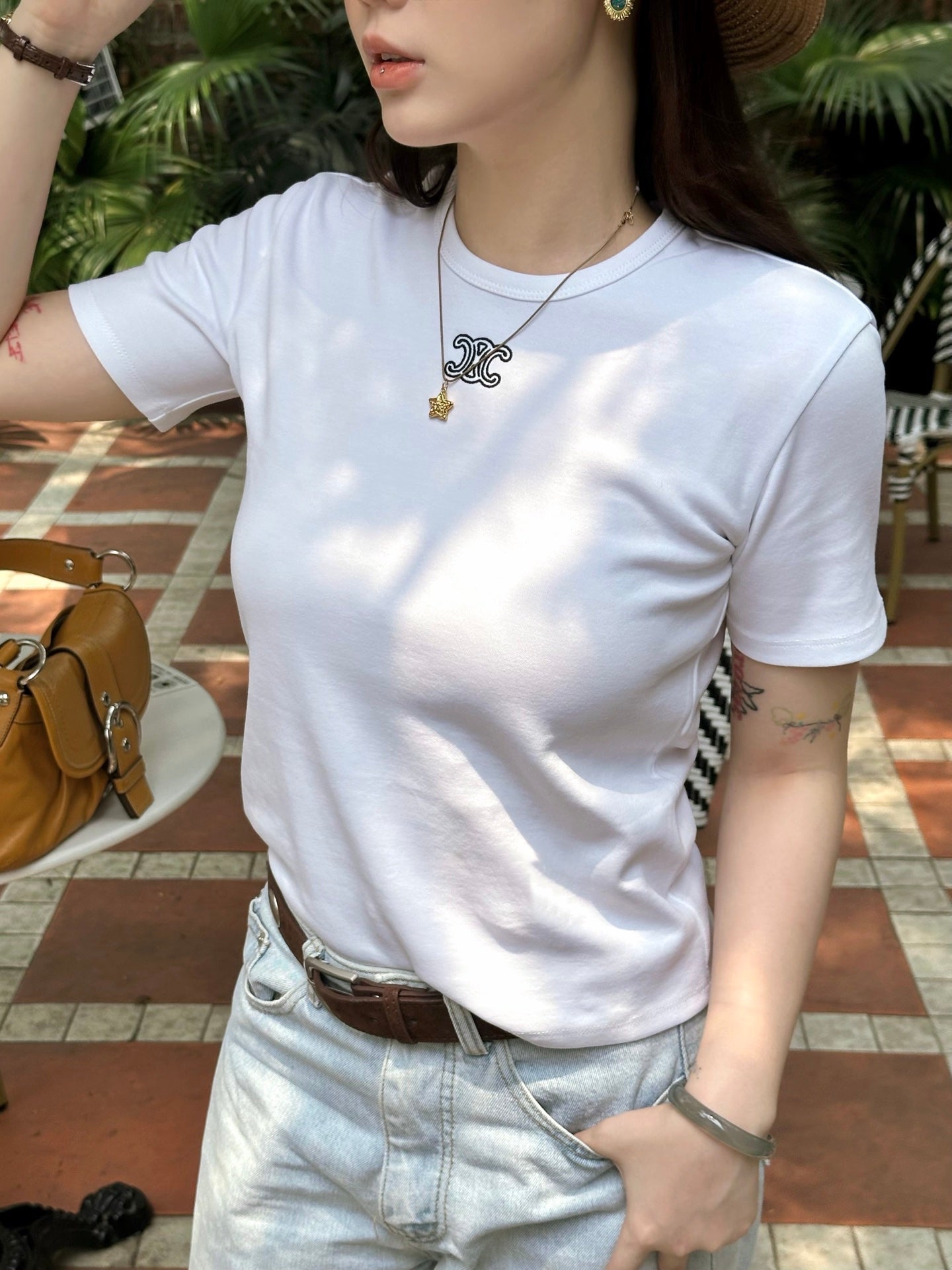 2026 Women’s Ce Logo Embroidered Short-Sleeved T-Shirt (EE401)