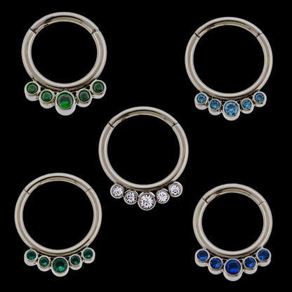 Imperia - 16G Five Gem Titanium Hinged Ring - Khrysos Jewelry
