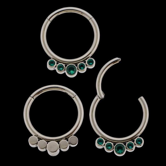 Imperia - 16G Five Gem Titanium Hinged Ring - Khrysos Jewelry