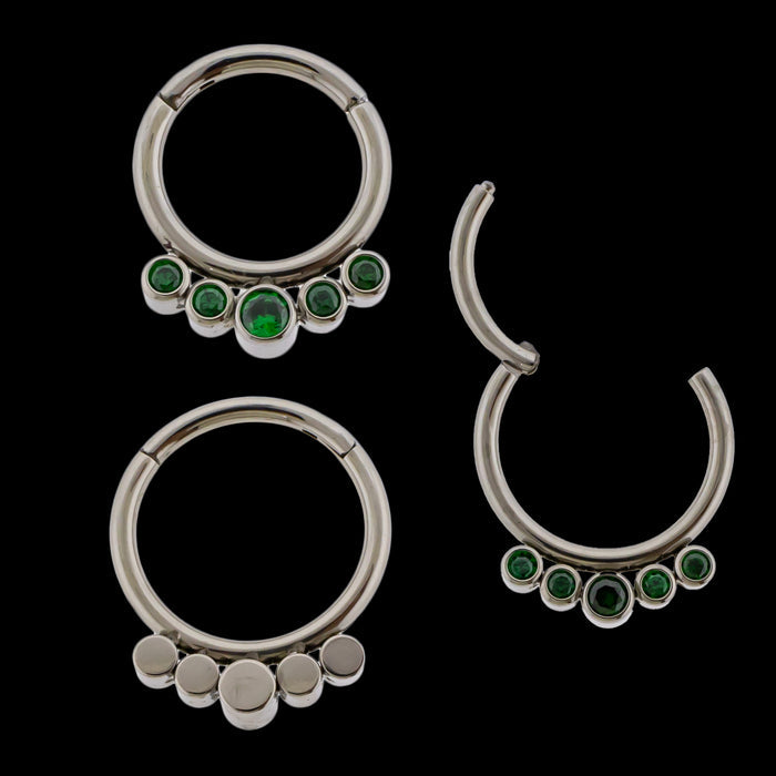 Imperia - 16G Five Gem Titanium Hinged Ring - Khrysos Jewelry
