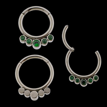 Imperia - 16G Five Gem Titanium Hinged Ring - Khrysos Jewelry