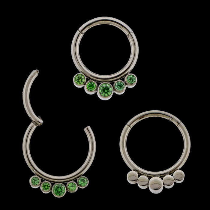 Imperia - 16G Five Gem Titanium Hinged Ring - Khrysos Jewelry