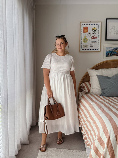 Iolana Dress - White | Women's Cotton Smock Midi Dress