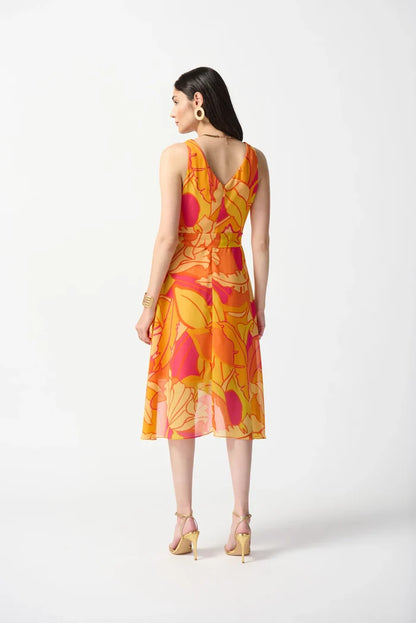 Joseph Ribkoff - Chiffon Tropical Print Fit and Flare Dress