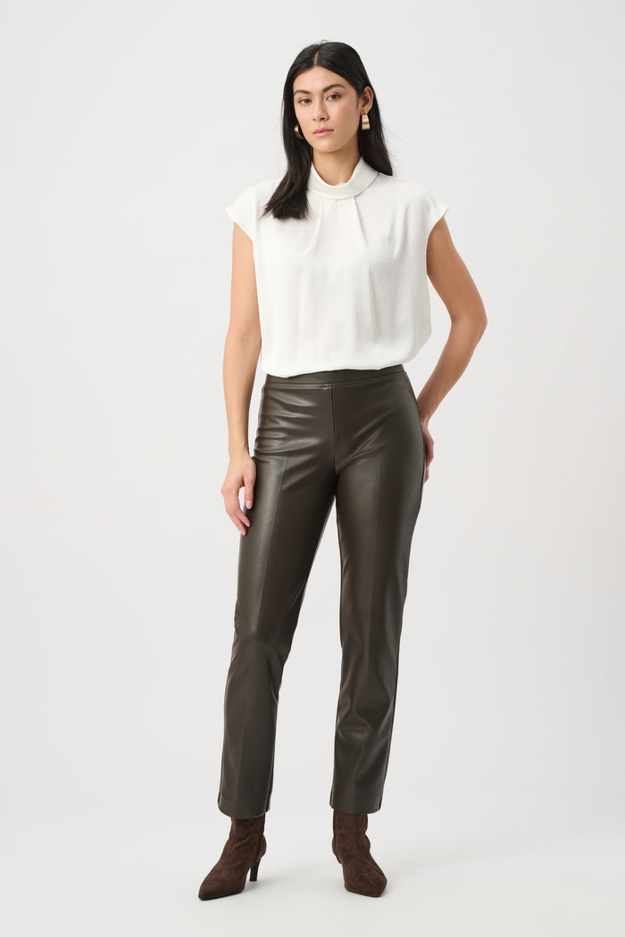 JOSEPH RIBKOFF BONDED LEATHERETTE STRAIGHT PULL-ON PANTS