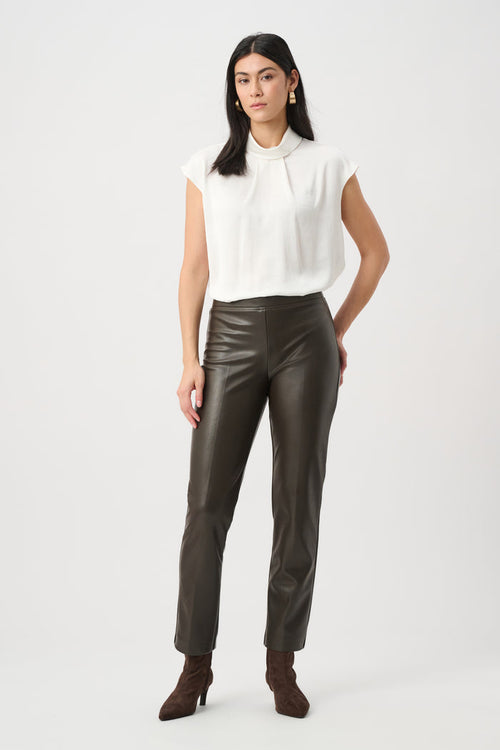 JOSEPH RIBKOFF BONDED LEATHERETTE STRAIGHT PULL-ON PANTS