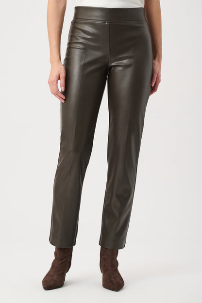 JOSEPH RIBKOFF BONDED LEATHERETTE STRAIGHT PULL-ON PANTS