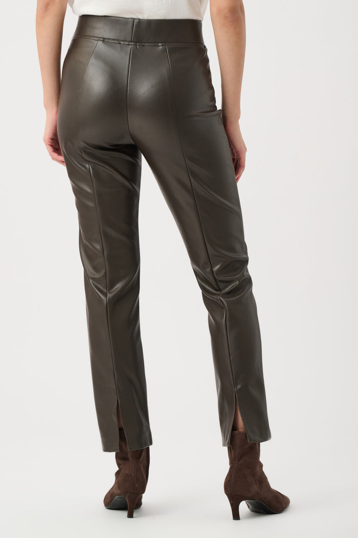 JOSEPH RIBKOFF BONDED LEATHERETTE STRAIGHT PULL-ON PANTS