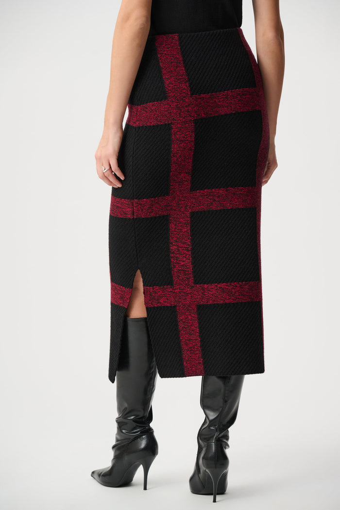 Joseph Ribkoff Brushed Viscose and Nylon Plaid Pencil Skirt
