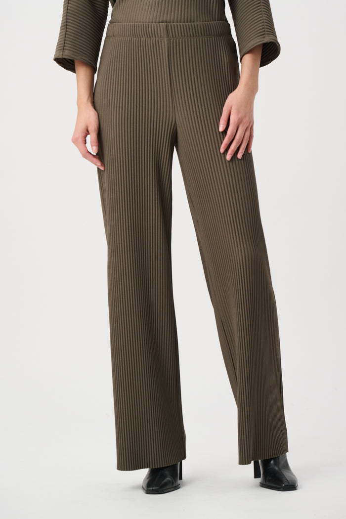 JOSEPH RIBKOFF PLEATED SCUBA CREPE WIDE-LEG PANTS