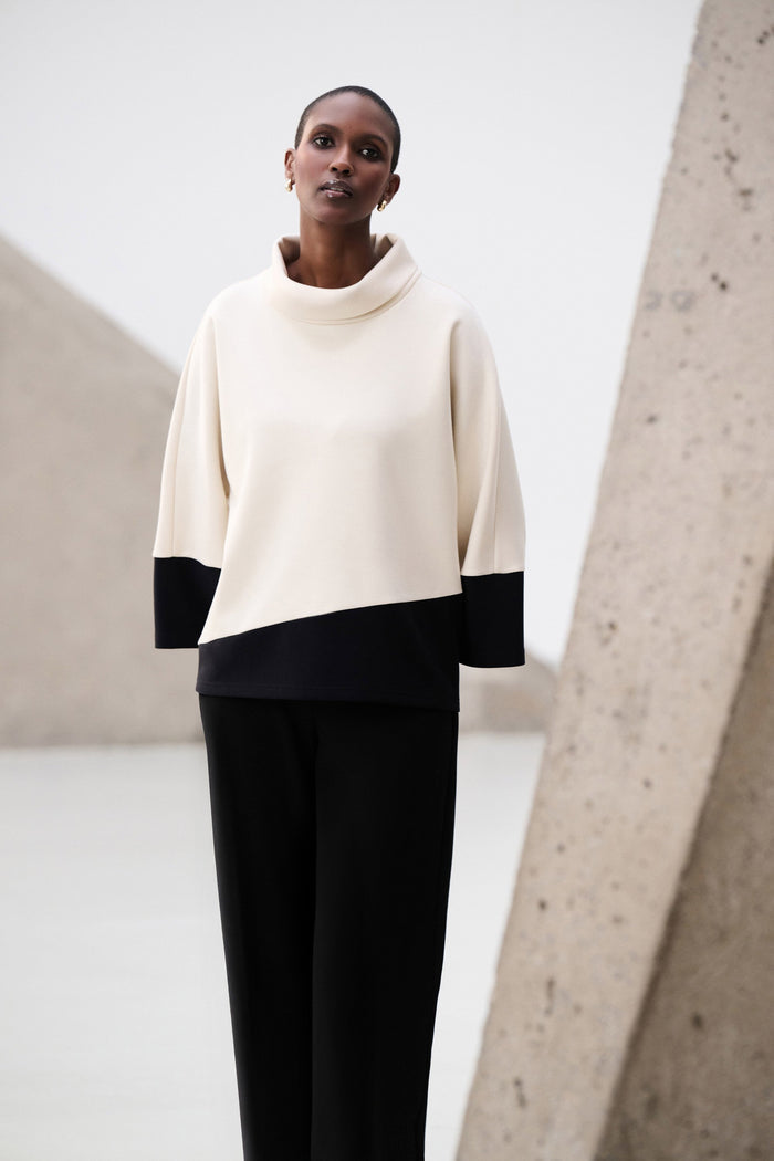 Joseph Ribkoff Scuba Jersey Color Block Trapeze Top