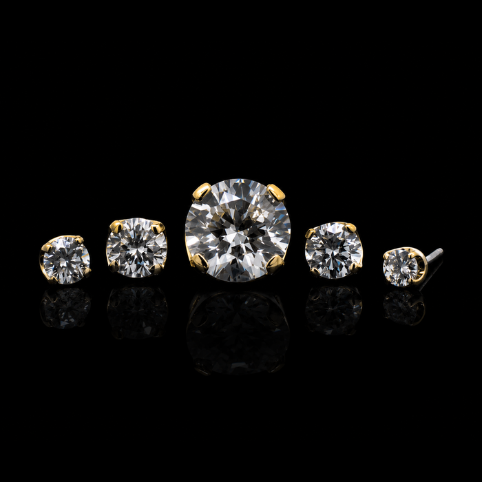Juliette - 18kt Gold Diamond Threadless End - Khrysos Jewelry