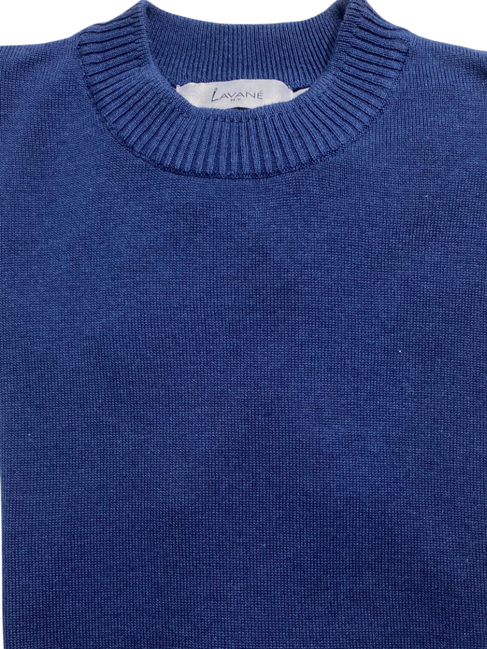 Lavane Mens Solid Cobalt Blue Cotton Rayon Blend Short Sleeve Knit Casual Shirt