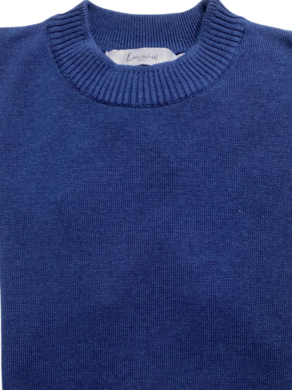 Lavane Mens Solid Cobalt Blue Cotton Rayon Blend Short Sleeve Knit Casual Shirt