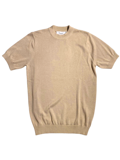 Lavane Mens Solid Sand Cotton Rayon Blend Short Sleeve Knit Casual Shirt