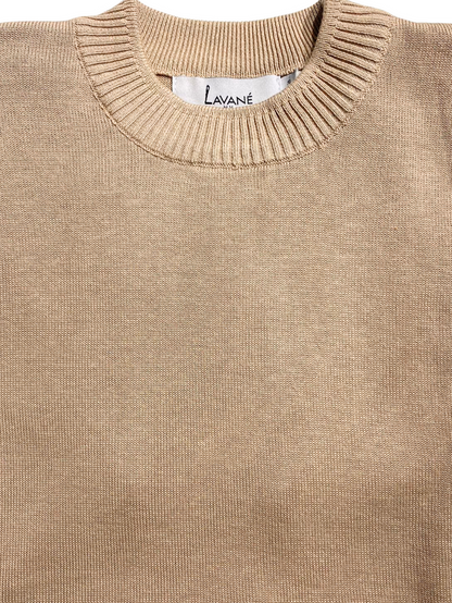 Lavane Mens Solid Sand Cotton Rayon Blend Short Sleeve Knit Casual Shirt