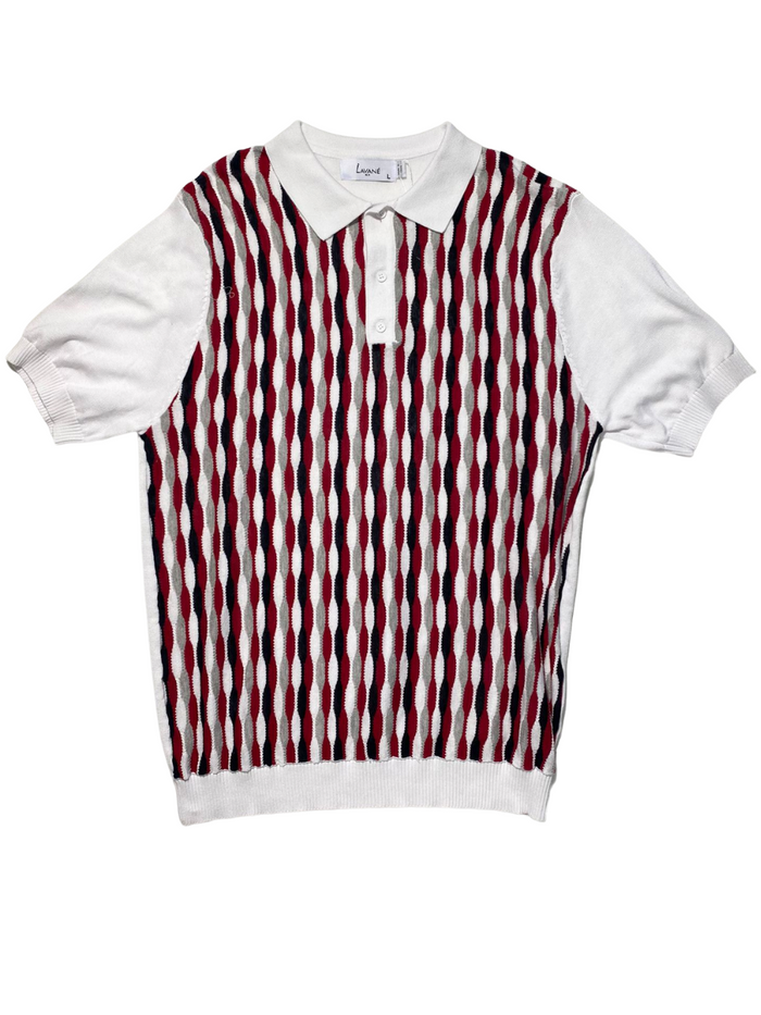 Lavane Mens White Cotton Rayon Blend Short Sleeve Knit Casual Shirt